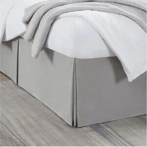 Nestl Silver Full Size Bed Skirt 14" Drop Tailored Pleated Microfiber Gray New